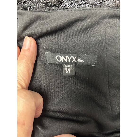 ONYX Nite Womens Size XL Black Lace Overlay‎ Skirt Back Zip Goth Gothic Party - Picture 7 of 10